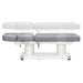 Luxi 4-Motors Medical Spa Treatment Bed Side View And Fully Reclined Of Gray Color Showing An Up And Down Adjustment With Remote Control On White Background