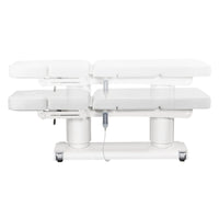 Thumbnail for Luxi 4-Motors Medical Spa Treatment Bed Side View And Fully Reclined Of White Color Showing An Up And Down Adjustment With Remote Control On White Background