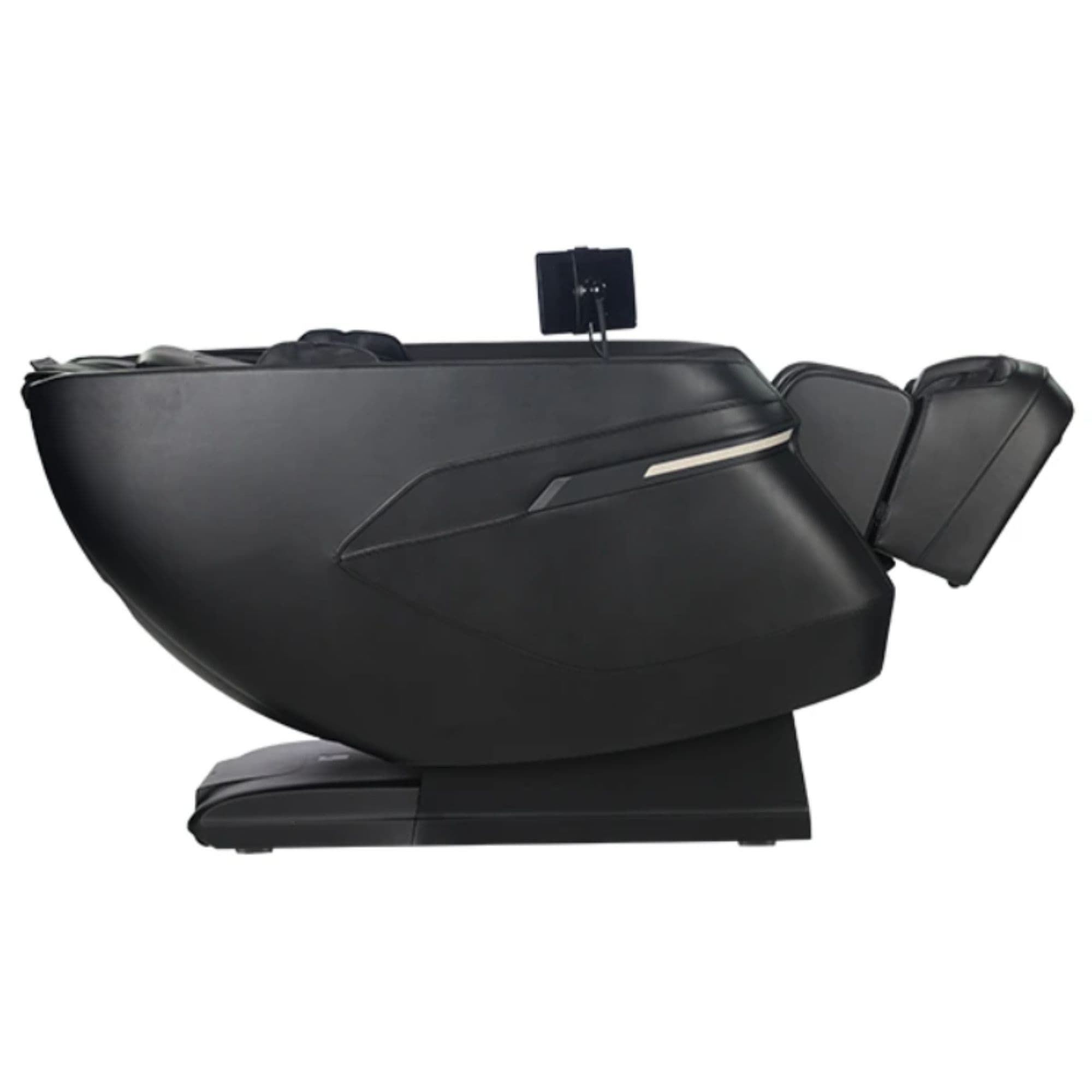 M338 Massage Chair Black Variant Left Side View In Fully Reclined On White Background