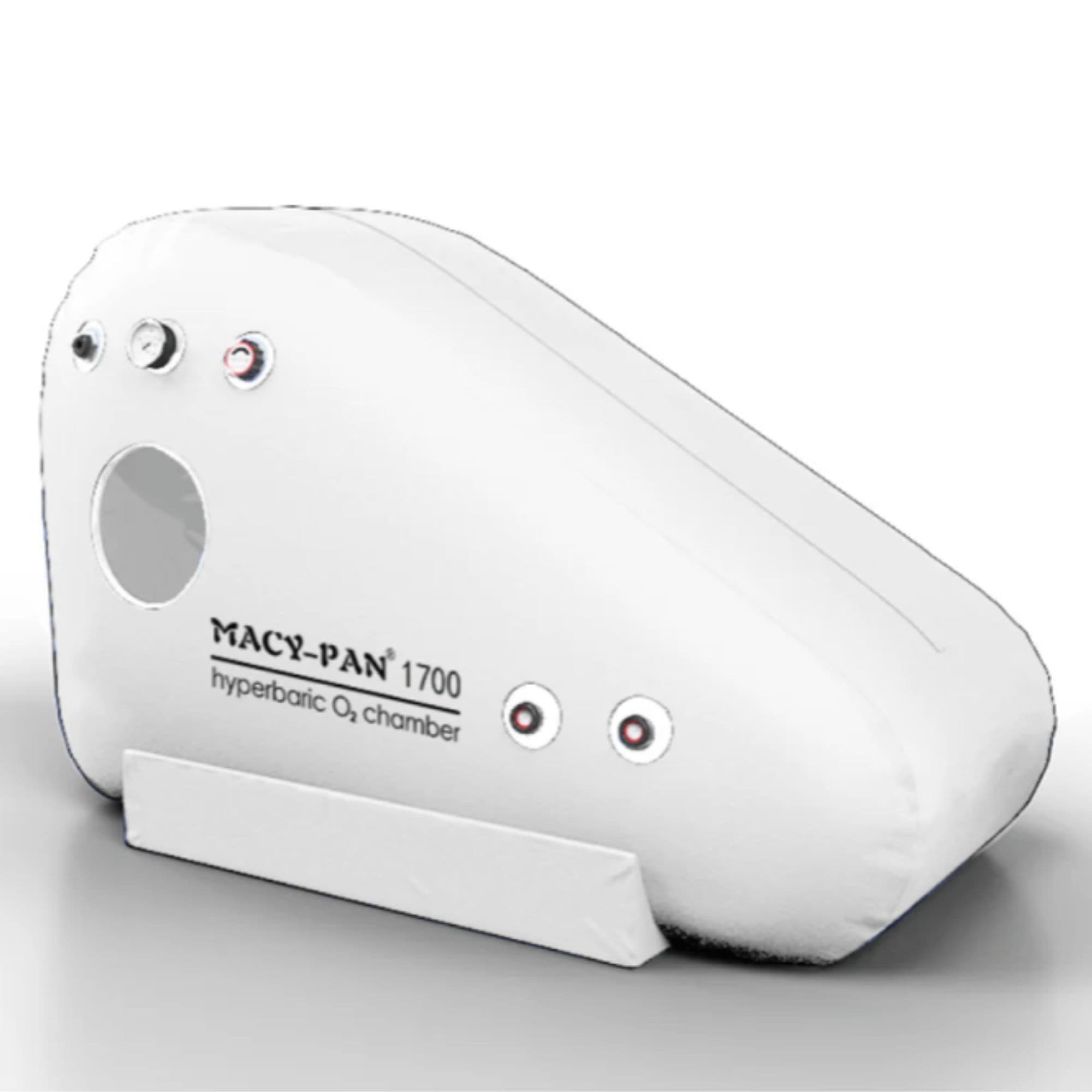 Macy-Pan ST1700 Soft Sitting Hyperbaric Chamber Front Angle View Of White Color On Plain Background