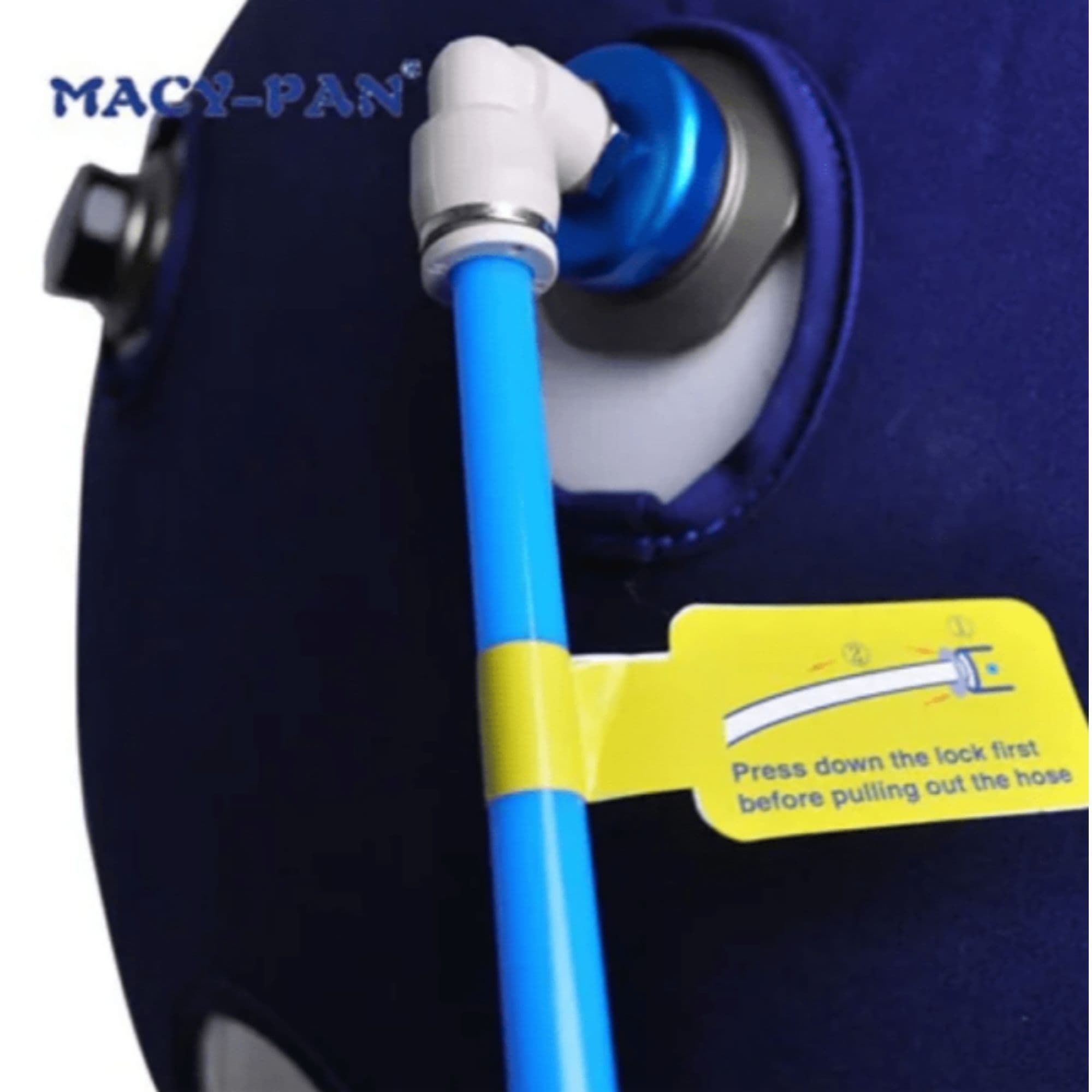 Macy-Pan ST702 1.5 ATA Soft Lying Hyperbaric Chamber Close-Up View Of Air Hose Connection