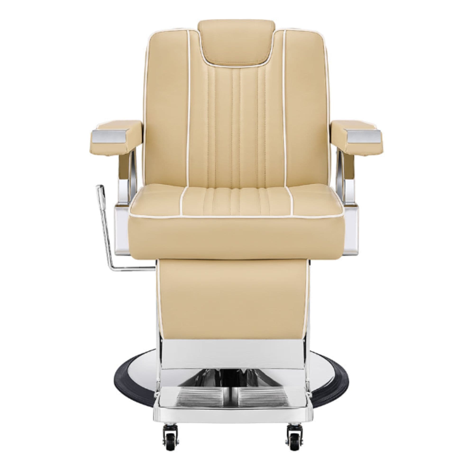 Majesty Antique Barbershop Chairs Beige Variant Front View On White Background