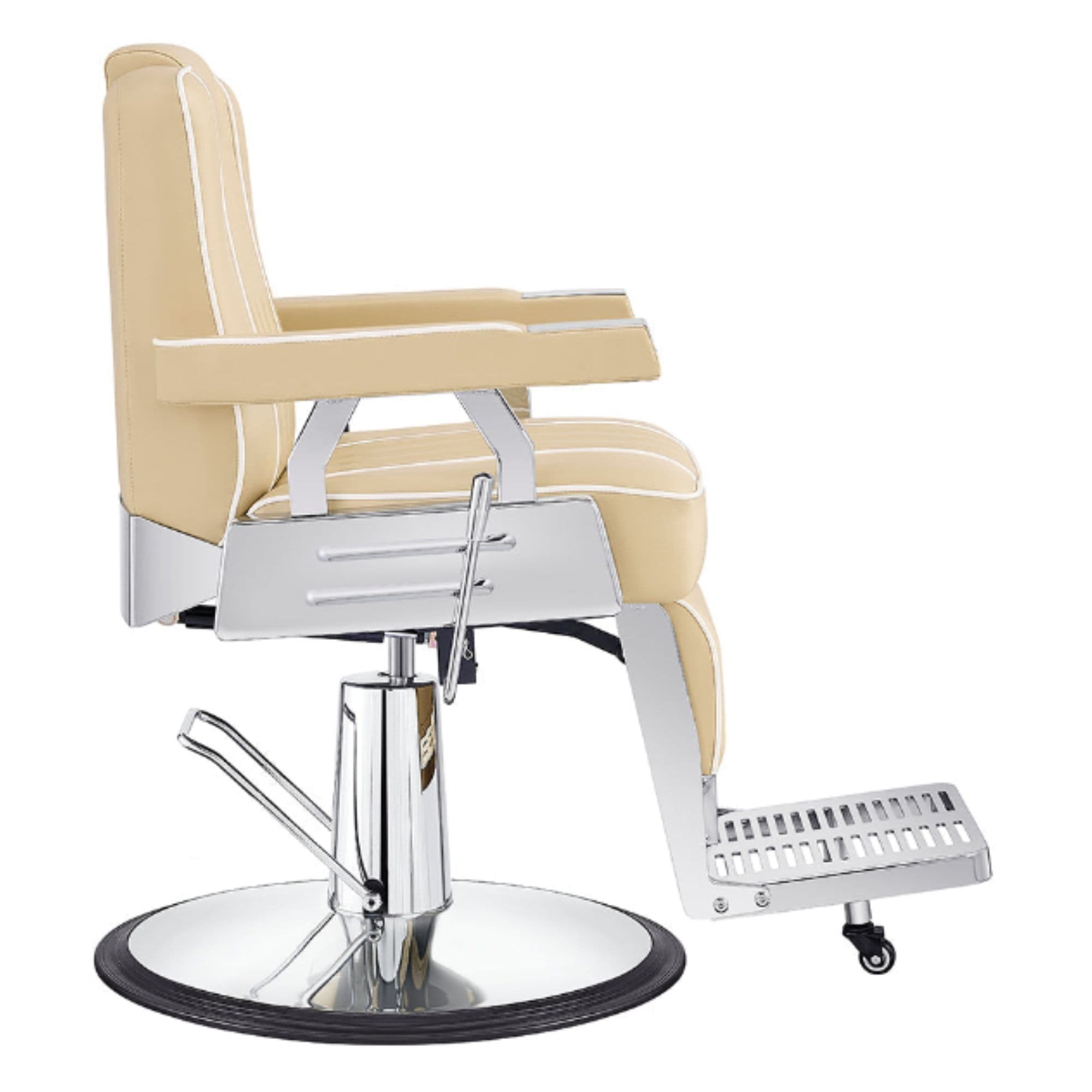 Majesty Antique Barbershop Chairs Beige Variant Side View On White Background