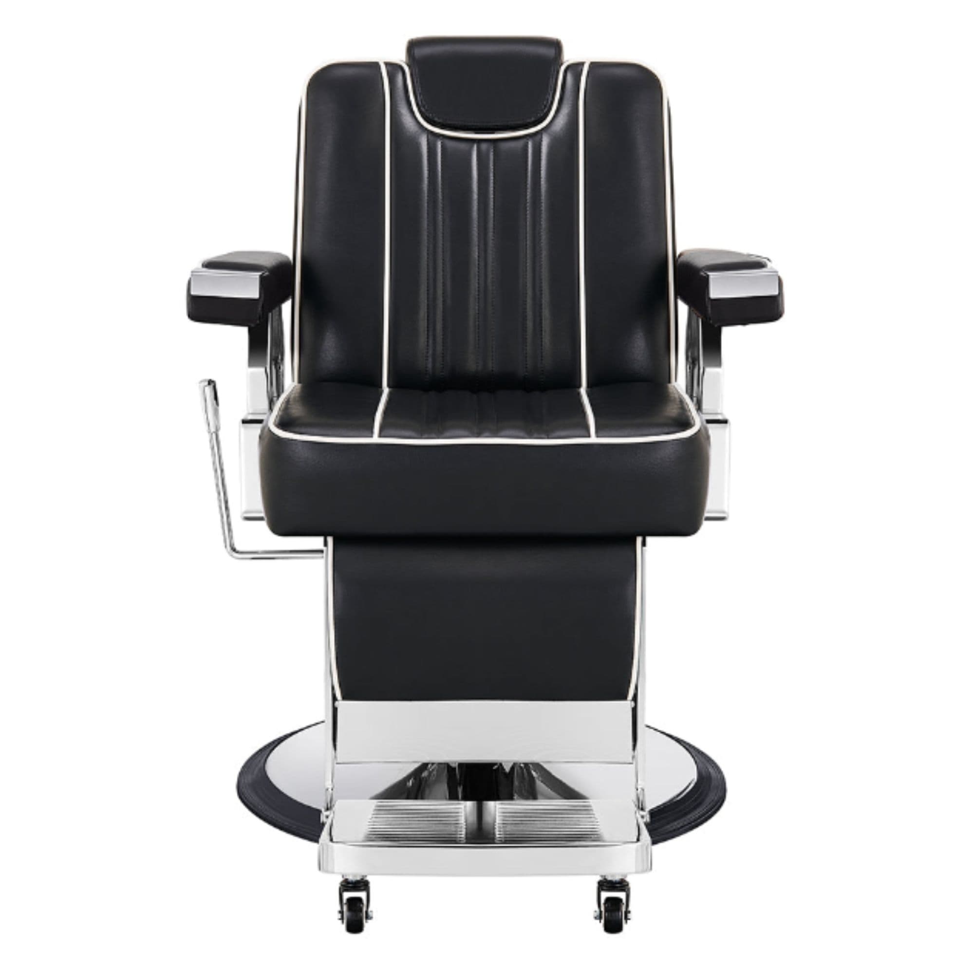 Majesty Antique Barbershop Chairs Black Variant Front View On White Background