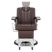 Majesty Antique Barbershop Chairs Brown Variant Front View Demonstrating Pull Out Headrest Range On White Background