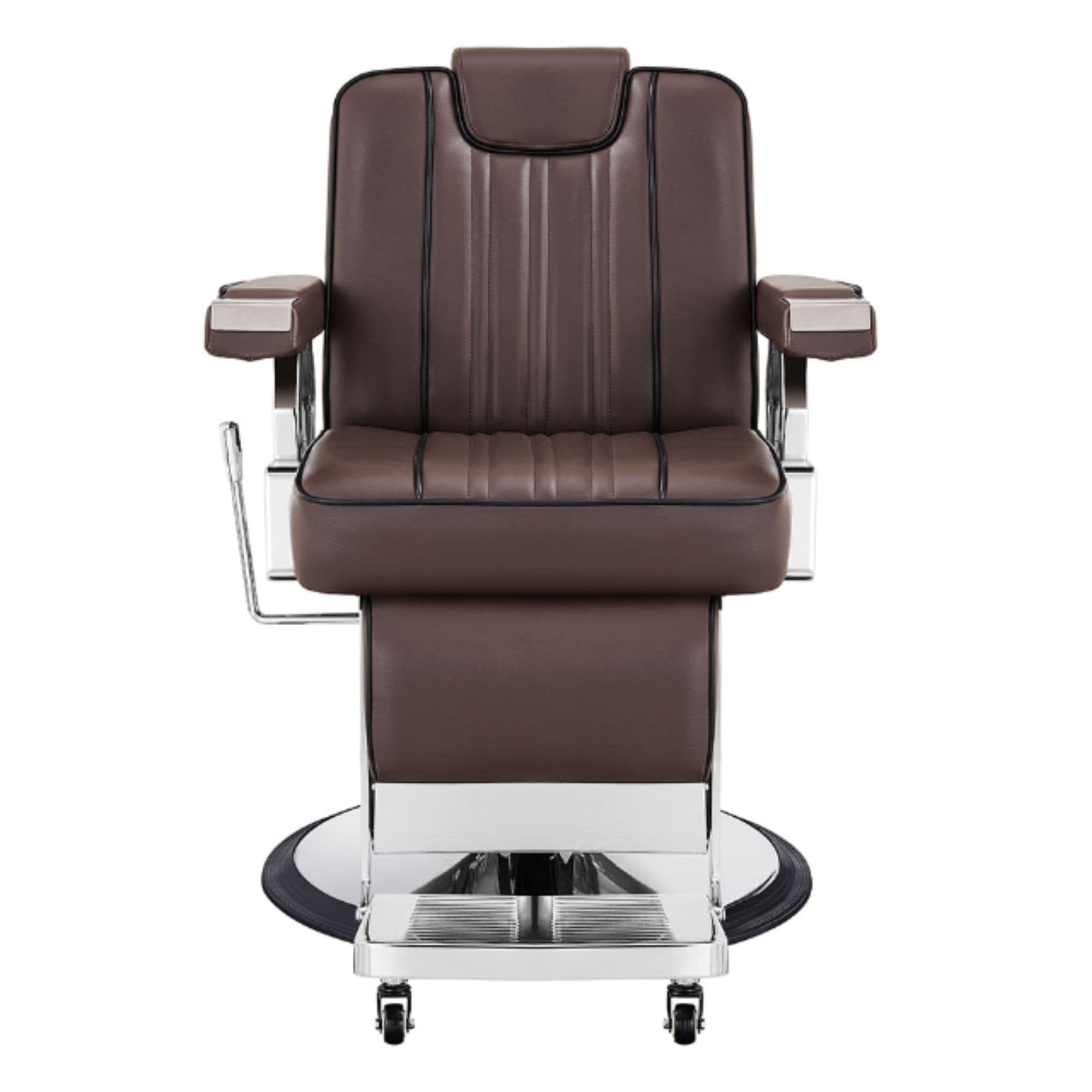 Majesty Antique Barbershop Chairs Brown Variant Front View On White Background