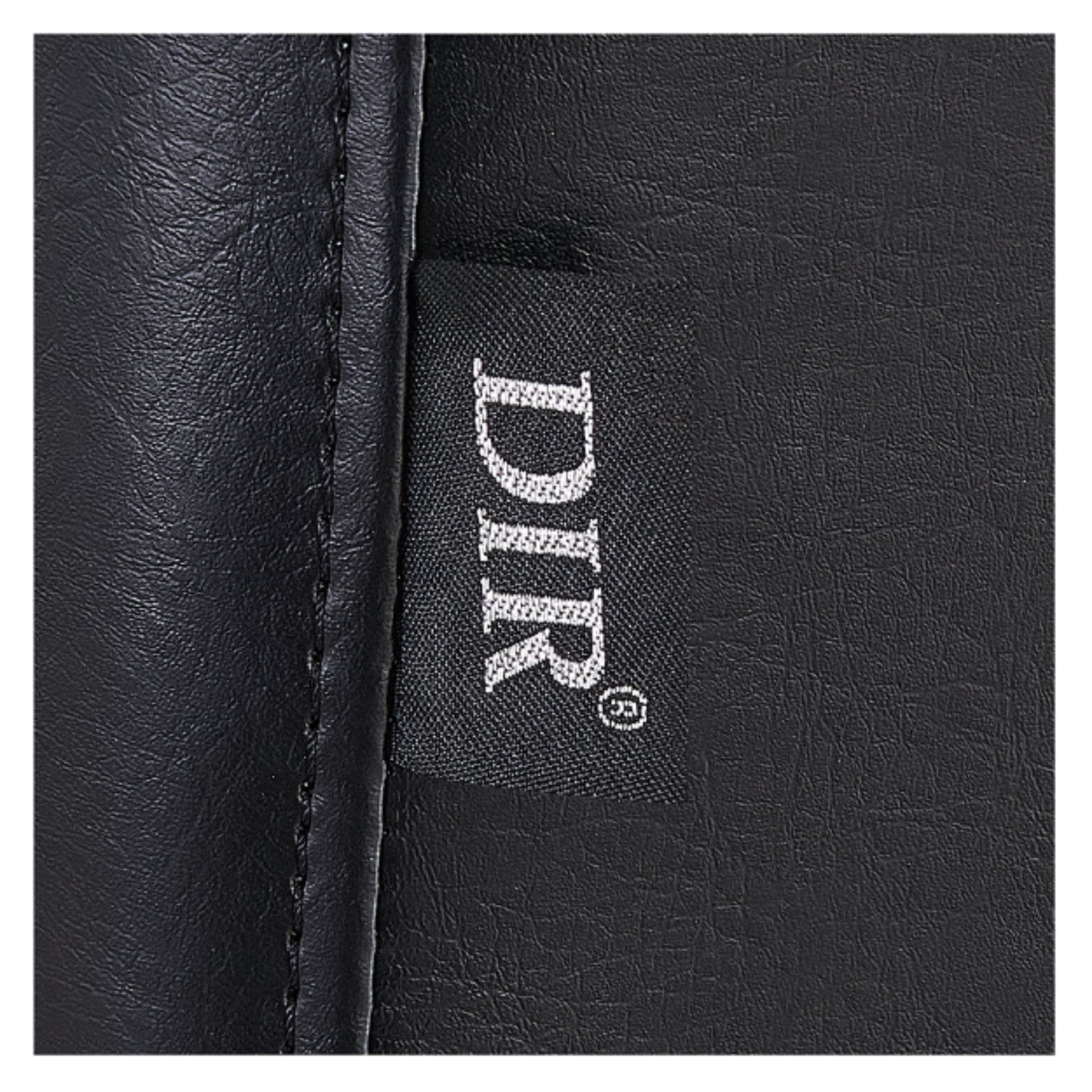 Majesty Antique Barbershop Chairs Close-Up View Of Black Upholstery With Brand Name