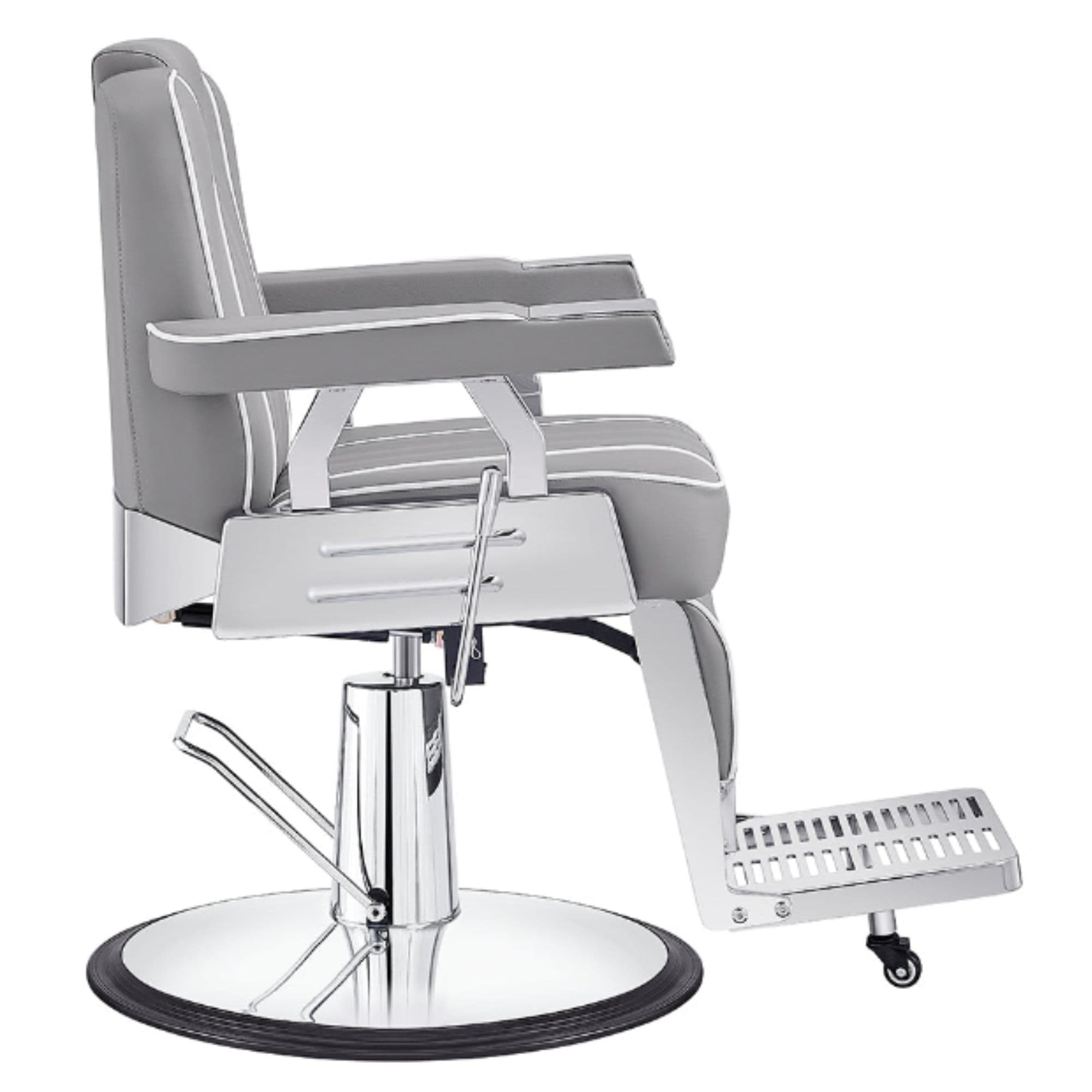Majesty Antique Barbershop Chairs Gray Variant Side View On White Background