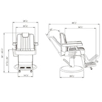 Thumbnail for Majesty Antique Barbershop Chairs Product Dimension Diagram