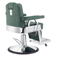 Thumbnail for Majesty Classic Antique Barber Chair Green Variant Rear Angled View On White Background