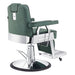 Majesty Classic Antique Barber Chair Green Variant Rear Angled View On White Background