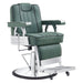 Majesty Classic Antique Barber Chair Majesty Antique Barbershop Chairs Green Variant Front Angled View On White Background
