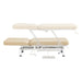 Mar Egeo 2-Motors Electric Medical Spa Treatment Bed Side View And Fully Reclined Of Beige Variant Showing An Up And Down Adjustment With Foot Control On White Background