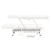 Mar Egeo 2-Motors Electric Medical Spa Treatment Bed Side View And Fully Reclined Of White Variant Showing An Up And Down Adjustment With Foot Control On White Background
