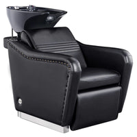 Thumbnail for Marvel Massage Backwash Shampoo Station Black Front Angle View Of Black Single Shampoo Wash Station With White Clean Background