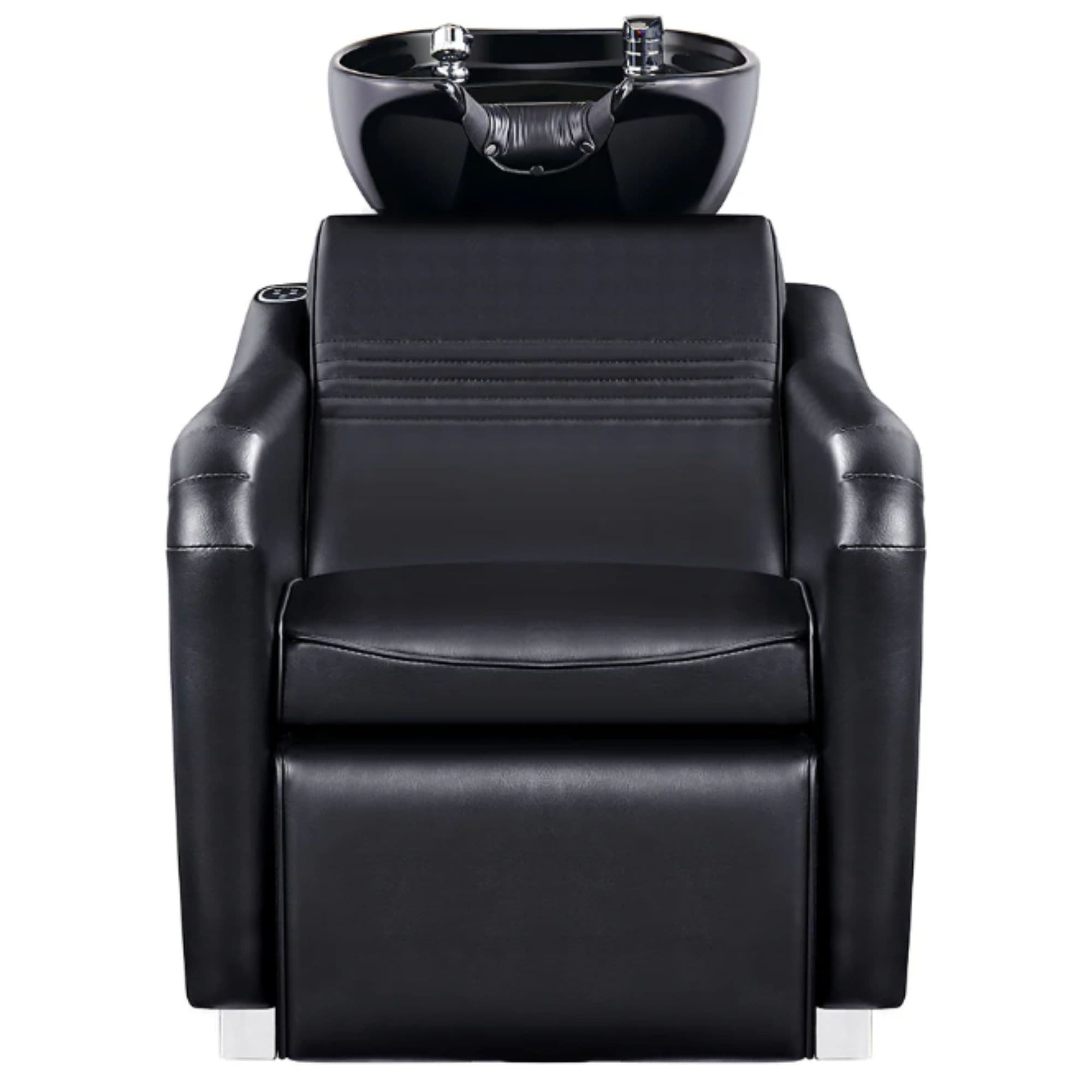 Marvel Massage Backwash Shampoo Station Black Front View Of Black Single Shampoo Wash Station On White Clean Background