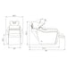 Marvel Massage Shampoo Backwash Unit Product Dimension Diagram