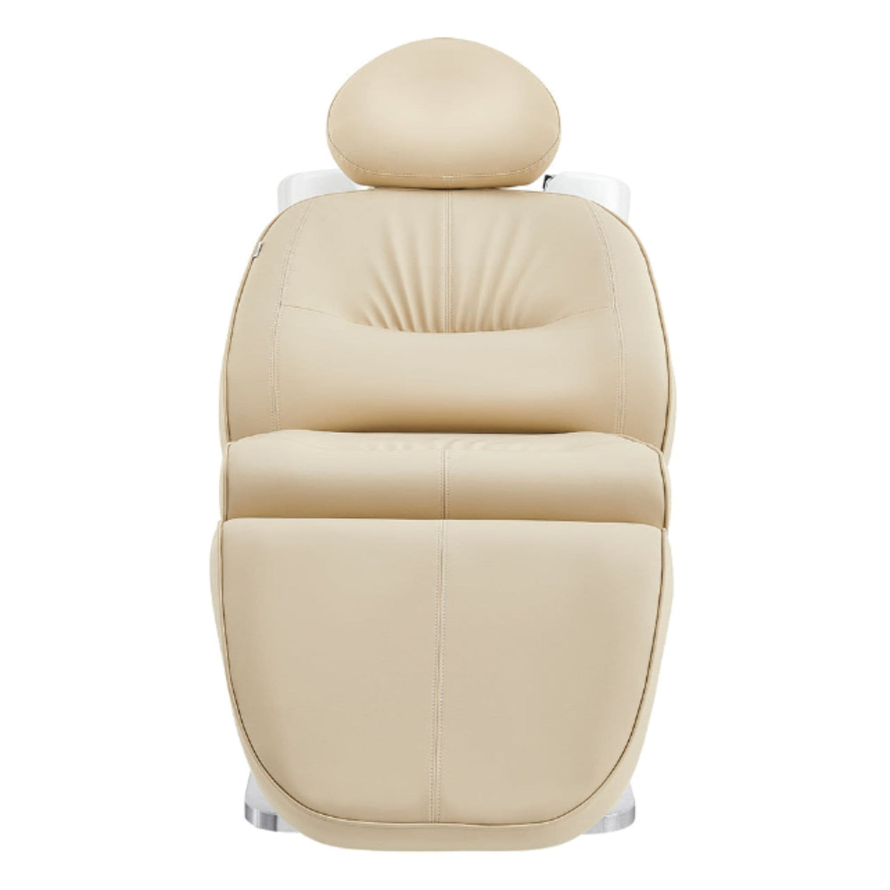 Maximus Spa Salon Reclining Shampoo Bed with Rotating Seat Beige Front View With Headrest On White Background