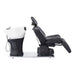 Maximus Spa Salon Reclining Shampoo Bed with Rotating Seat Black Side View With White Sink On White Background