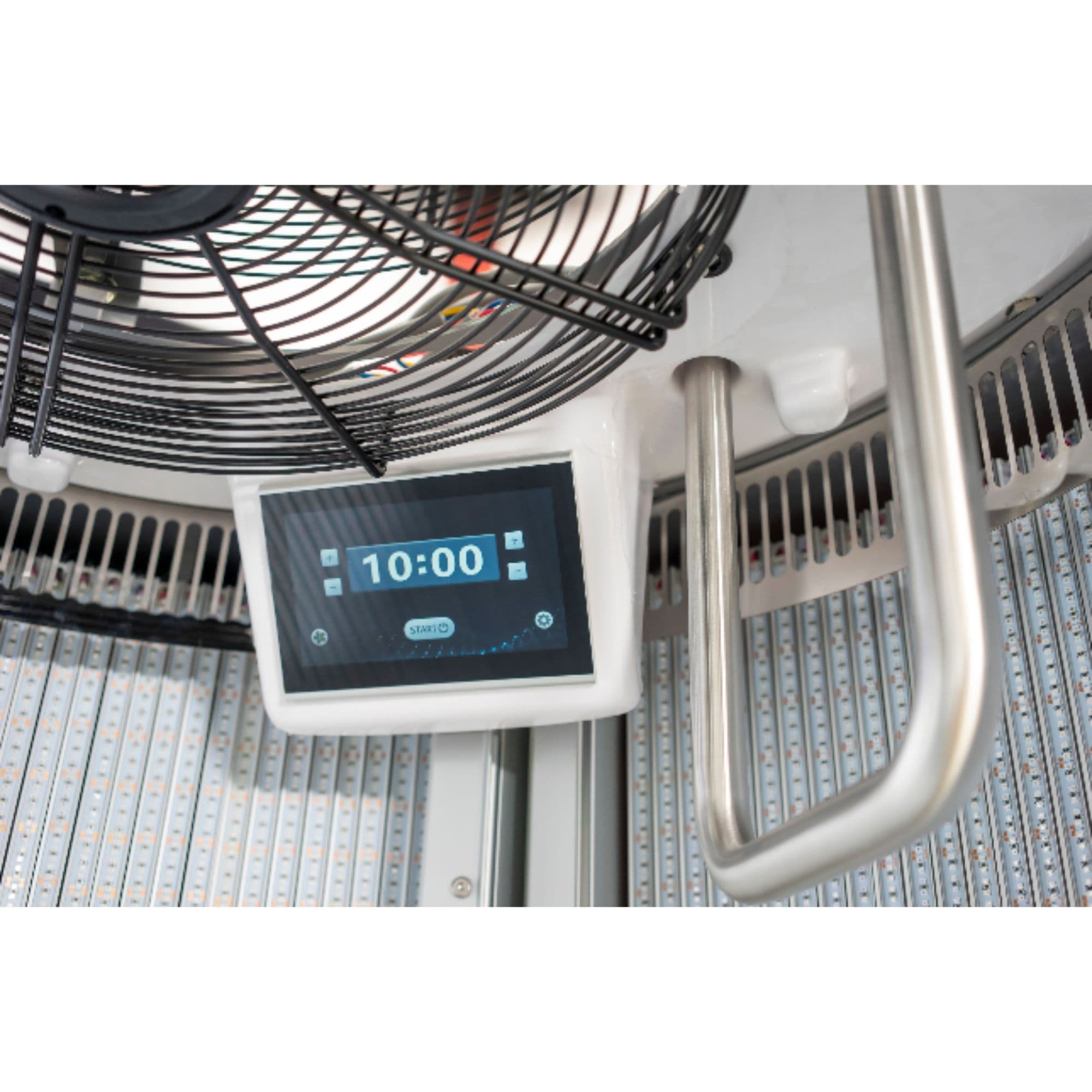 Merican M11 LED Red Light Therapy Booth Interior Control Screen And Cooling Fan Close-Up
