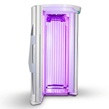 Merican M11 Stand Up Red Light Therapy Booth White Variant Front View With Door Open On Plain Background