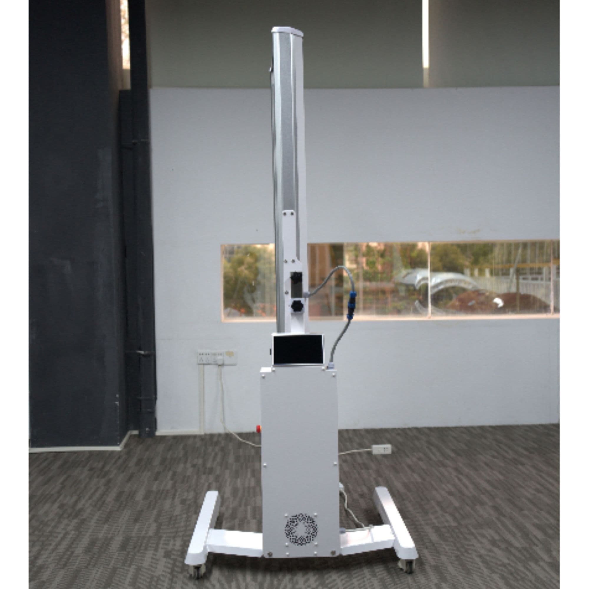 Merican M2N Red Light Therapy Panel Back View Showing Panel Support And Mobile Base On An Indoor Showroom