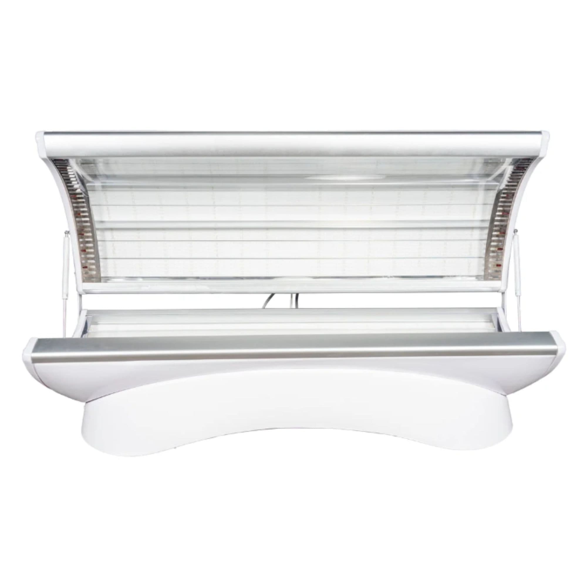 Merican M4N Red Light Therapy Bed White Variant Full Front View With Open Door On White Background