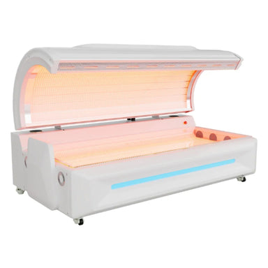 Merican M5 Red Light Therapy Bed Lunar White Variants Angled View On White Background
