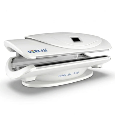 Merican MMB Plus Red Light Therapy Bed Closed Left Angled View Of White Variant On Plain Background