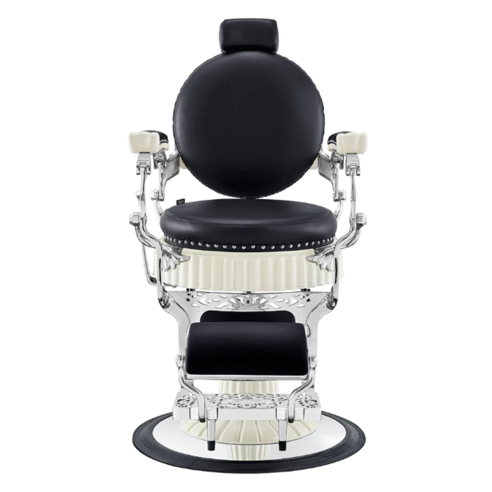 Mikado Barber Chair Vintage Black Variant Front View On White Background