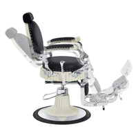 Thumbnail for Mikado Barber Chair Vintage Black Variant Side View Demonstrating Swing Adjustment On White Background