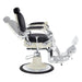 Mikado Barber Chair Vintage Black Variant Side View Demonstrating Swing Adjustment On White Background