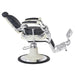 Mikado Barber Chair Vintage Black Vintage Variant Side View And Back Rest Slightly Swing On White Background