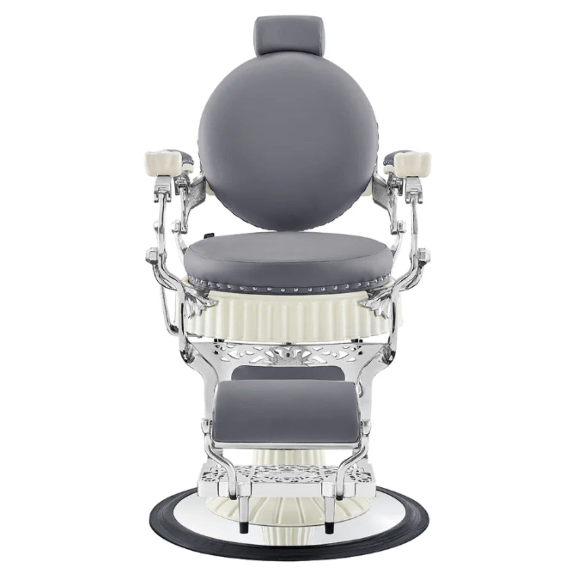 Mikado Barber Chair Vintage Gray Variant Front View On White Background