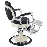 Thumbnail for Mikado Retro Style Barber Chair Black Variant Rear Angled View On White Background