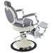 Mikado Retro Style Barber Chair Gray Variant Rear Angled View On White Background