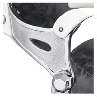 Thumbnail for Mikado Vintage Barber Chair Close-Up View Of Decorative Chrome Armrest Support And Vintage Black Upholstered Seat