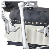 Thumbnail for Mikado Vintage Barber Chair Close-Up View Of Vintage Black Upholstery With Decorative Studs Accent