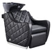 Minervah Massage Backwash Unit Black Front Angled View Of Black Single Shampoo Wash Station On White Clean Background