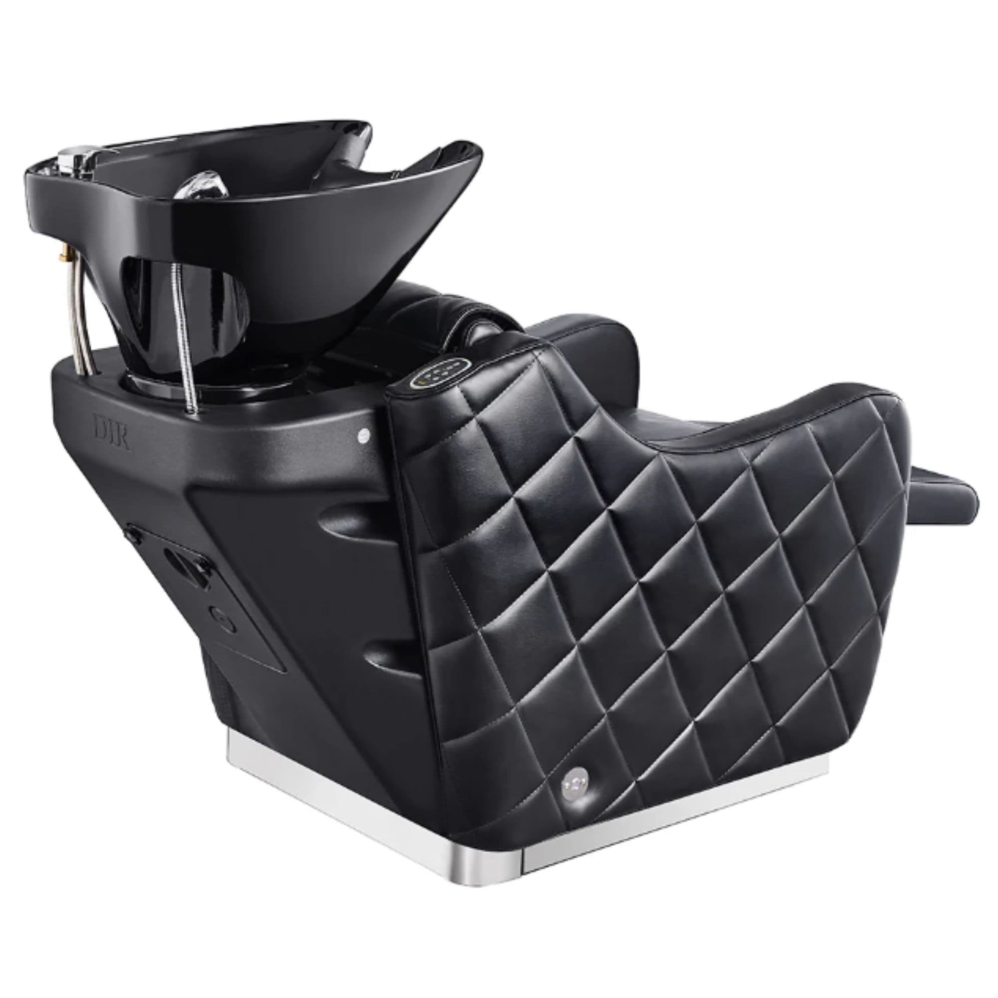 Minervah Massage Backwash Unit Black Rear View Of Black Single Shampoo Wash Station With White Clean Background