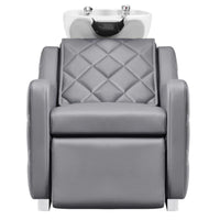 Thumbnail for Minervah Massage Backwash Unit Gray Front View Of White Single Shampoo Wash Station On White Clean Background