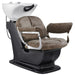 Mochilagon Adjustable Salon Shampoo Chair Brown Front Angled View Of White Single Shampoo Wash Station