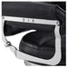 Mochilagon Adjustable Salon Shampoo Chair Close-Up View Of Chrome Armrest Frame And Black Upholstered Seat Cushion With Brand Name