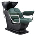 Mochilagon Adjustable Salon Shampoo Chair Green Front Angled View Of Black Single Shampoo Wash Station