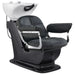 Mochilagon Salon Shampoo Chair with Adjustable Seat Black Front Angled View Of White Single Shampoo Wash Station