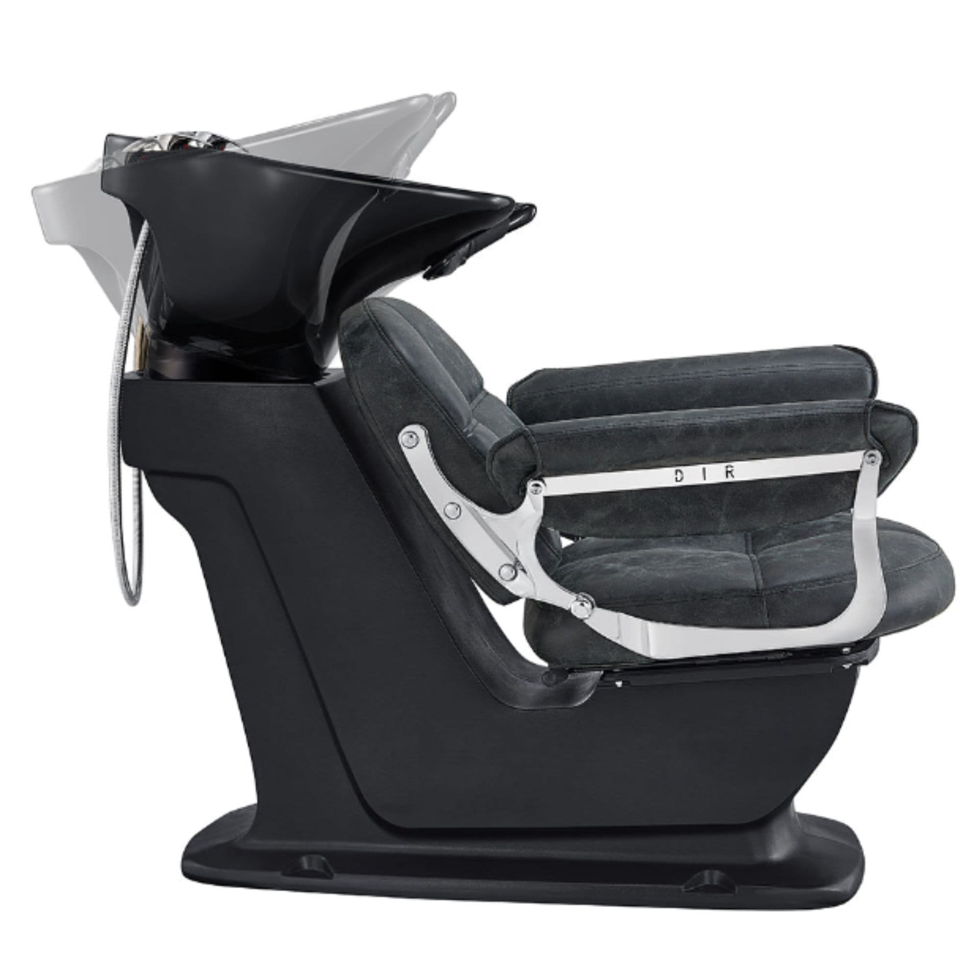 Mochilagon Salon Shampoo Chair with Adjustable Seat Black Side View Of Black Single Shampoo Wash Station And Adjustment