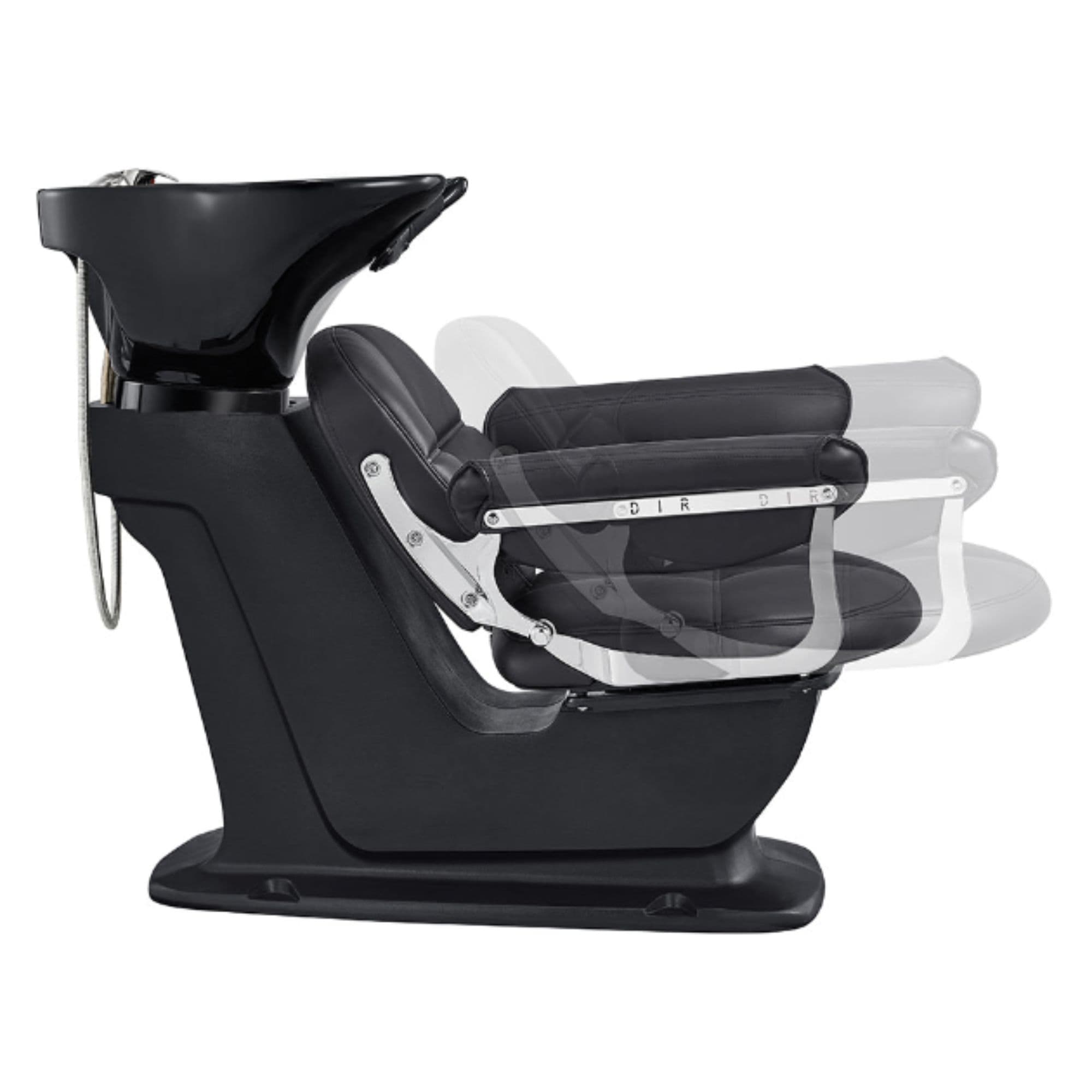 Mochilagon Salon Shampoo Chair with Adjustable Seat Black Side View Of Black Single Shampoo Wash Station With Chair Adjustment