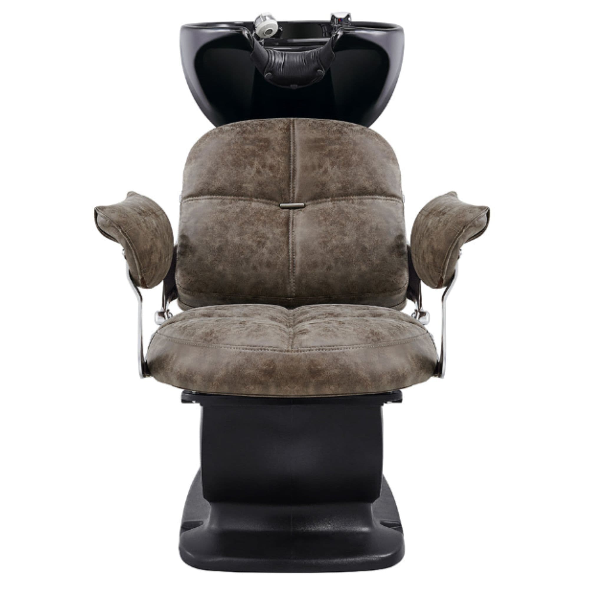 Mochilagon Salon Shampoo Chair with Adjustable Seat Brown Front View Of Black Single Shampoo Wash Station