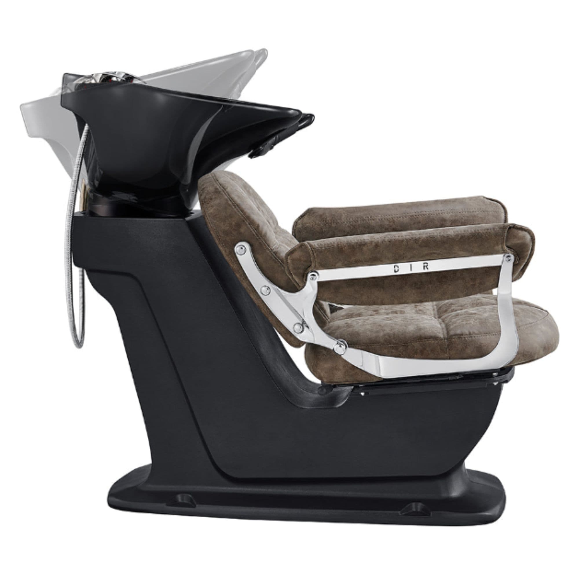 Mochilagon Salon Shampoo Chair with Adjustable Seat Brown Side View With Single Shampoo Wash Station And Adjustment Demo