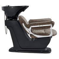 Thumbnail for Mochilagon Salon Shampoo Chair with Adjustable Seat Brown Single Shampoo Wash Station On Black Clean Background